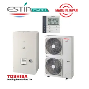 Toshiba, външно и вътрешно тяло термопомпа Estia Powerful R410 - 16,92kW